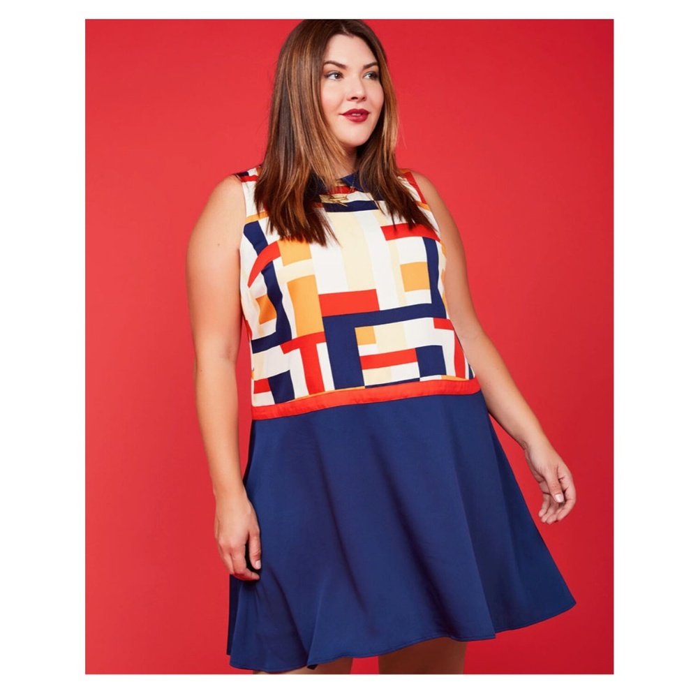 Modcloth Blue and Red A-Line Mini Dress